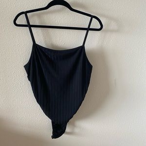 Ribbed Black Bodysuit